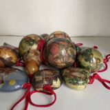 Ensemble de 15 décorations de Noël en papier mâché vintage