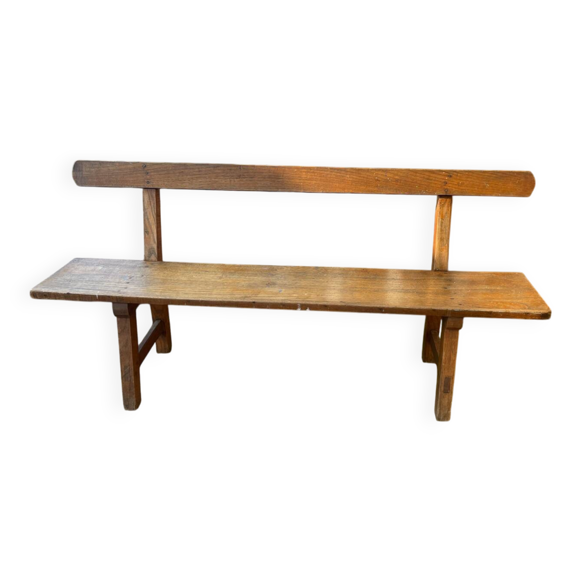 Oak bench with backrest