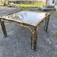 italian brass coffeetable with smoking glass in bamboo style