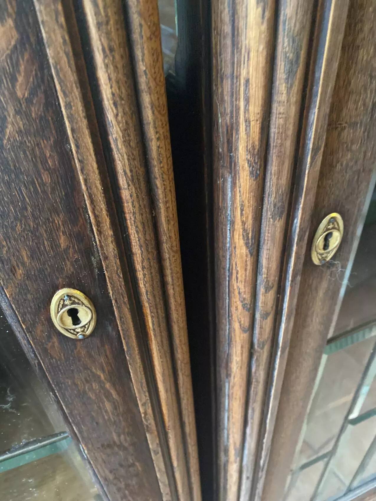 Pair of Art Deco display cabinets in solid oak