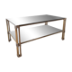 Table basse double plateau vintage en laiton et verre fumé – Années 70