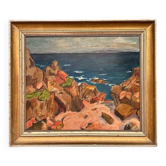 Original Swedish Oil on Panel – “Coastal motif” by Unknown Artist – Vintage & Framed – 53 × 46 cm (20.8" x 18.1")