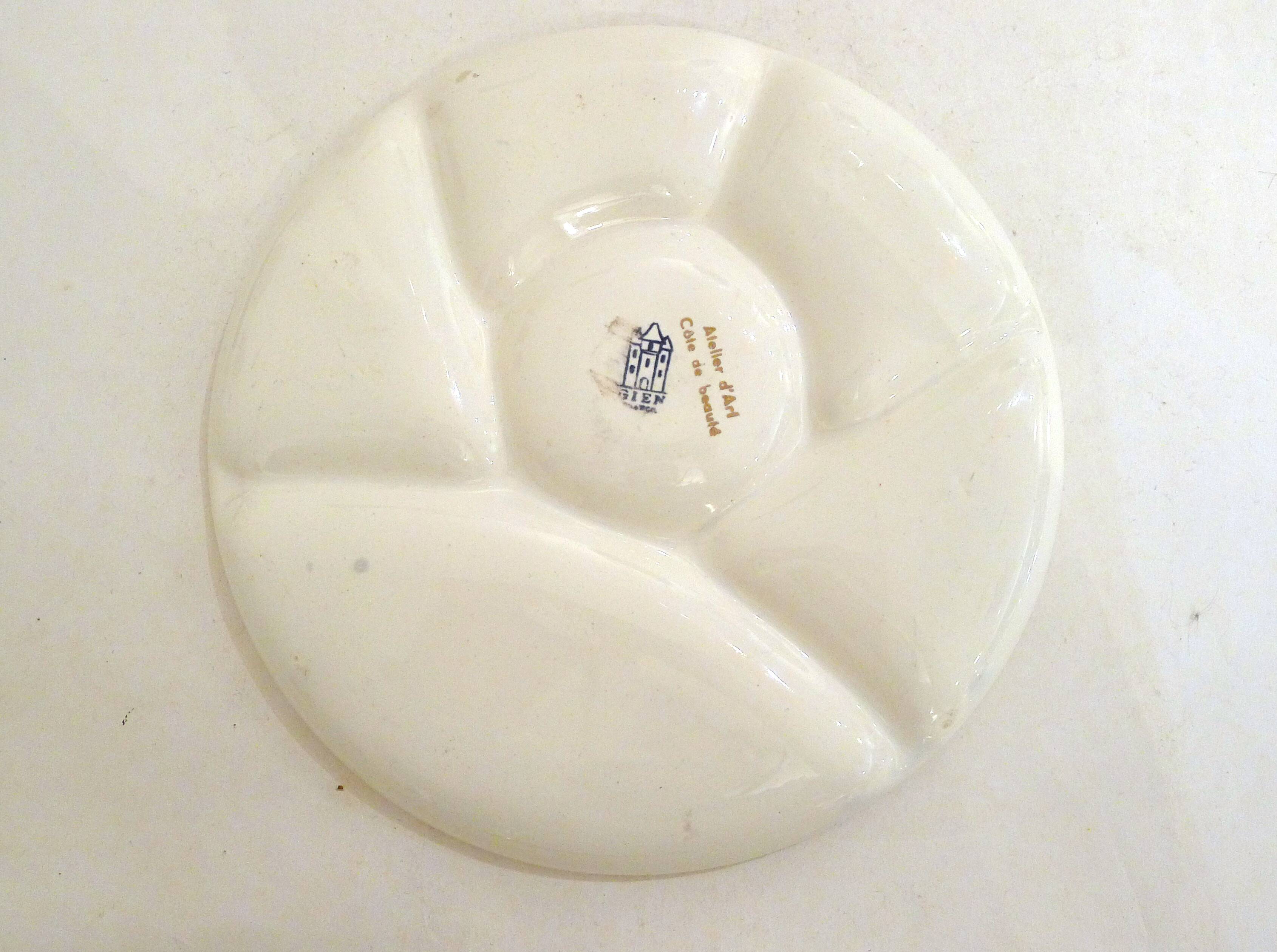 Appetizer plate, seaside design, Gien earthenware, 1960