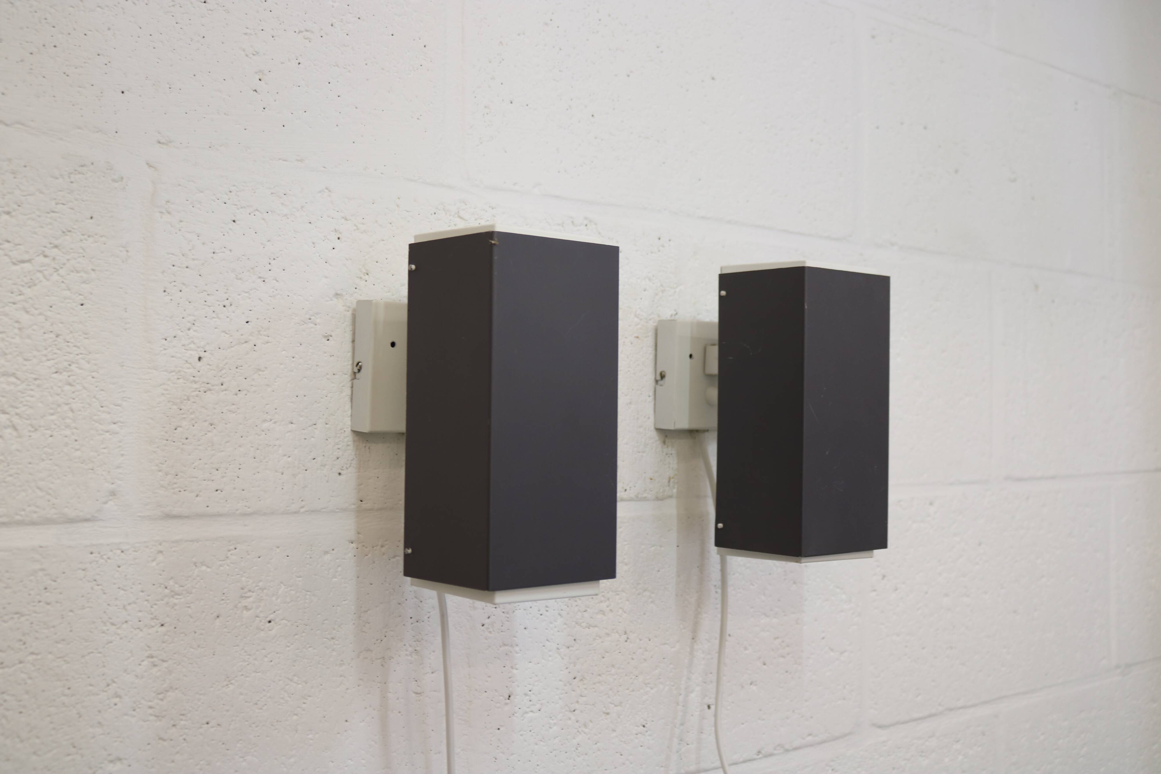 Pair of grey and white wall sconces by Preben Dahl for H. F. Belysning, 1960s