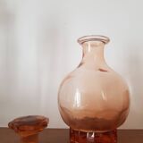 Vintage pink glass liqueur carafe
