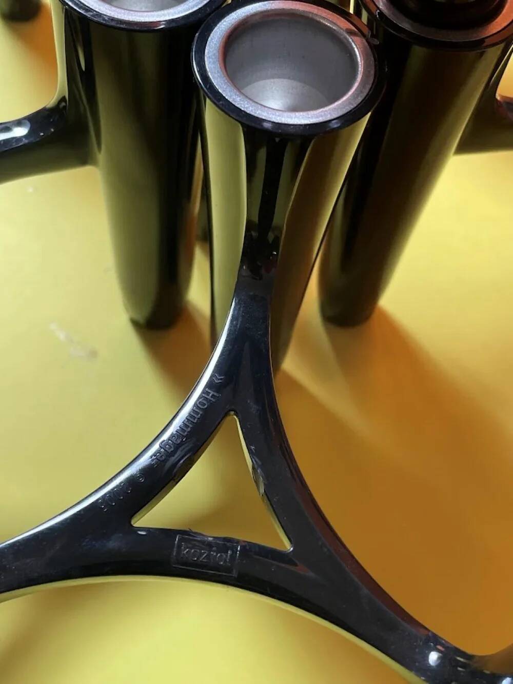 Set of 7 black candle holders designed by Koziol Hommage 2005 Germany