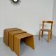 Set of 3 nesting coffee tables in thermoformed wood, 80s design