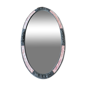 Miroir art déco rose ovale 80x47cm