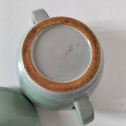 Covered sugar bowl in celadon ceramic – modernist lines