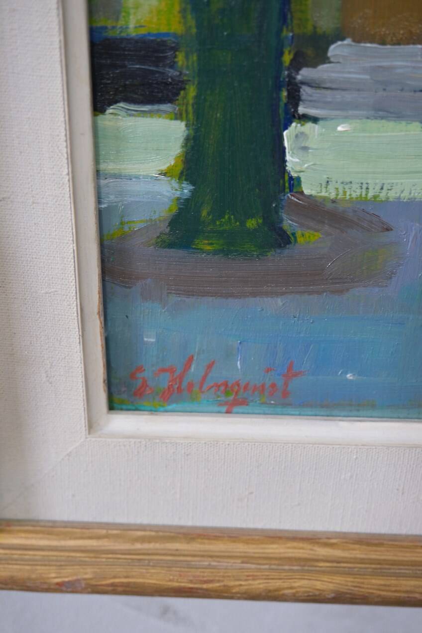 Sigvard Holmqvist, Swedish Modern Oil Painting, 1960s, Framed