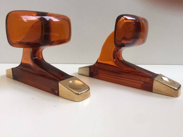 Duo of vintage grosfillex coat hooks model versailles amber plexi