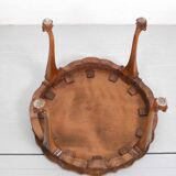 Coffee table in Baroque style, mid century, with claw foot legs, burl wood scalloped top