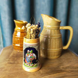 Two pitchers and a small original king beer mug