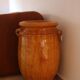 Large terracotta jar tamegroute enameled in curry yellow