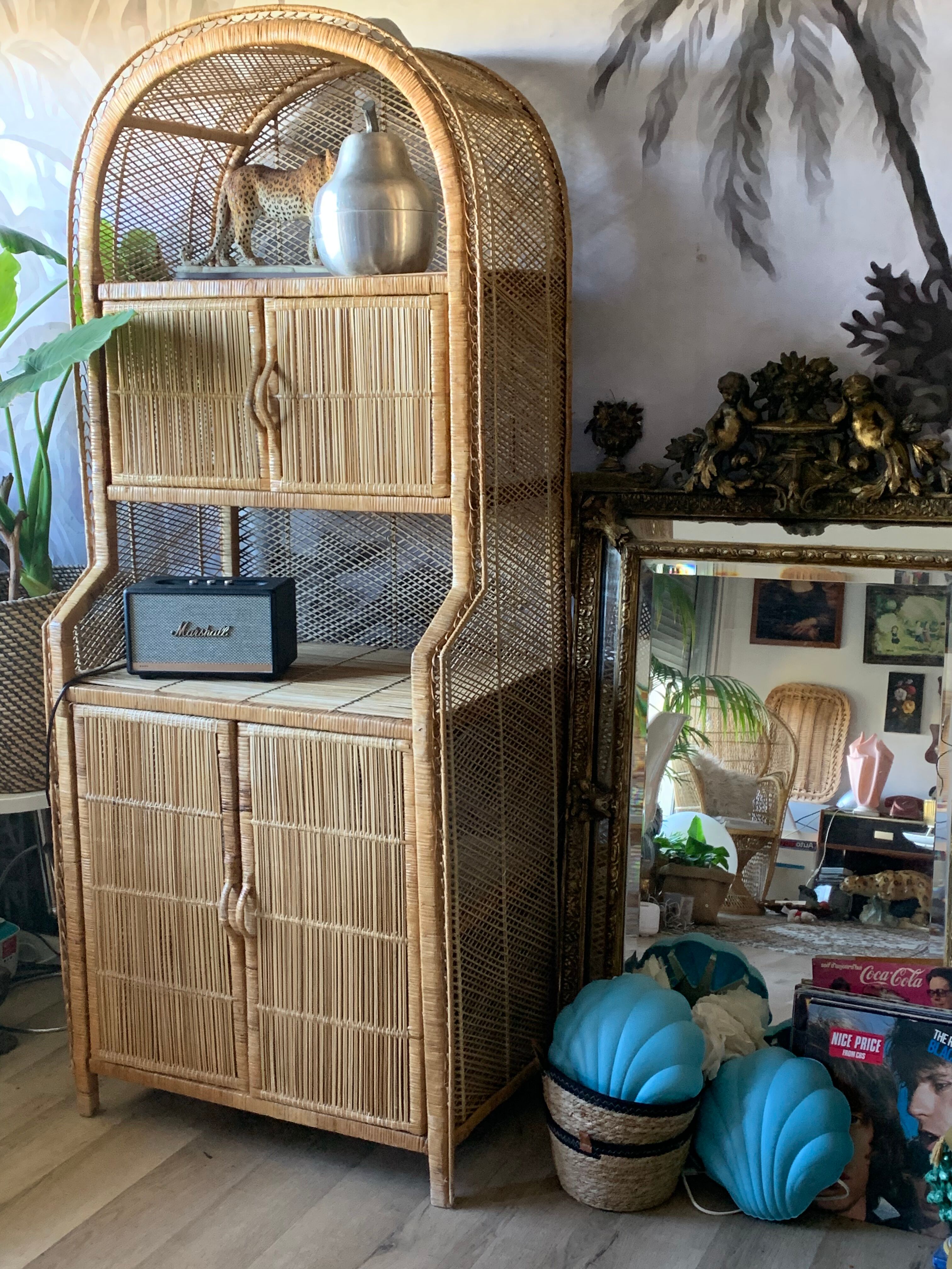 Vintage rattan bookcase