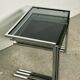 Nesting table in chrome metal and smoked glass 1980