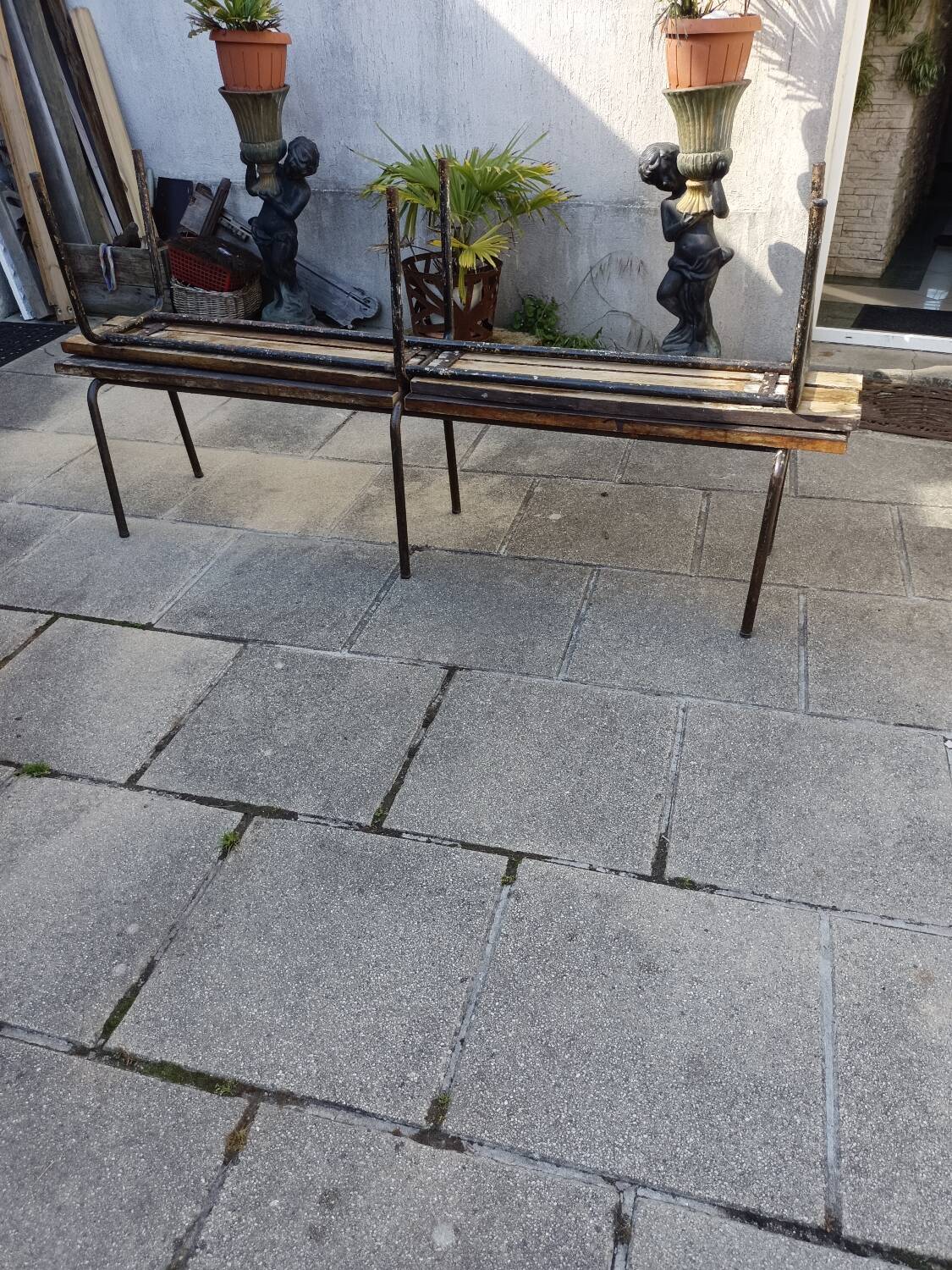 Pair of industrial benches