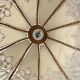 Antique hanging lampshade in rattan and openwork embroidered fabric