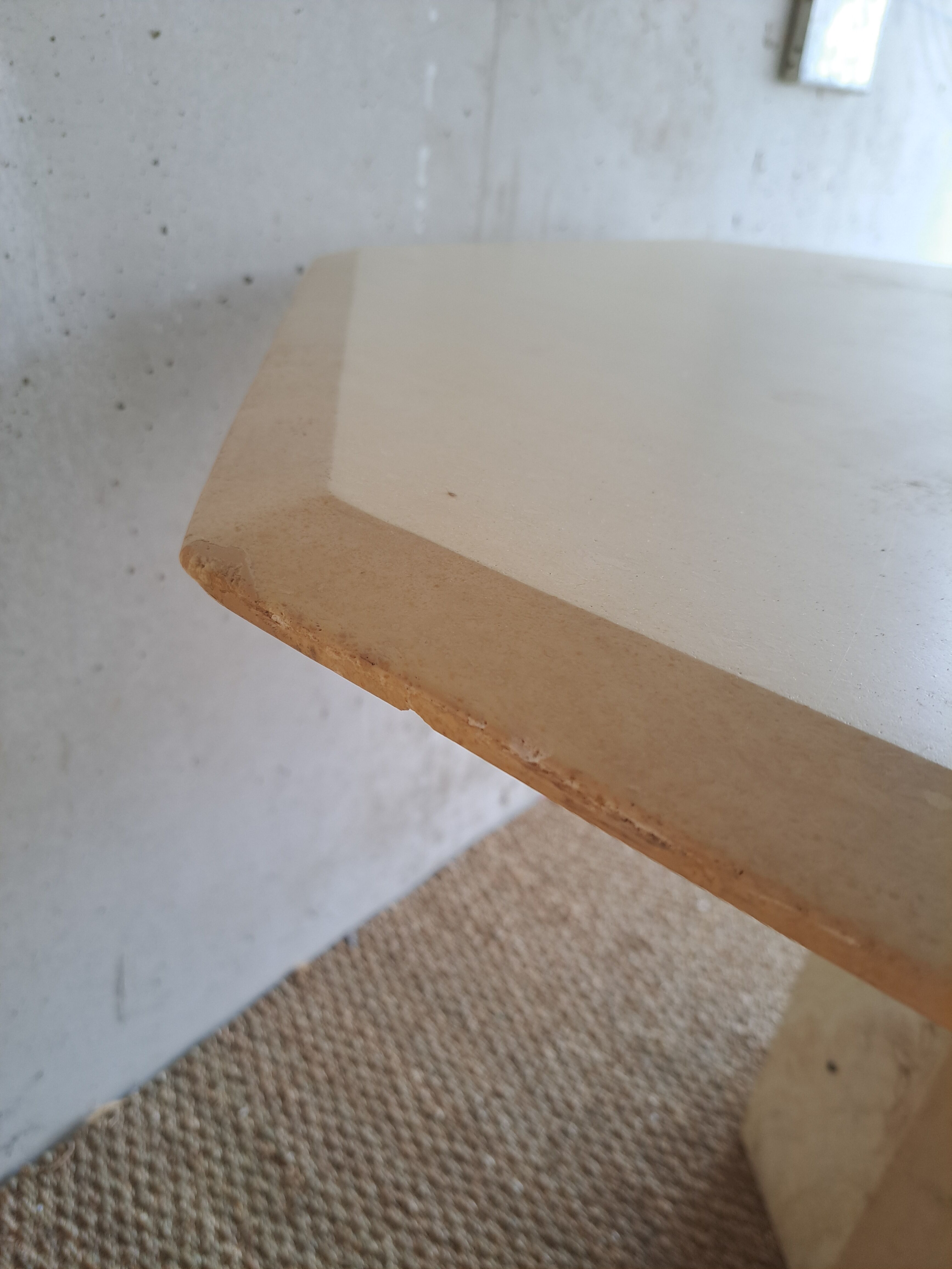 Hexagonal travertine dining table 80s