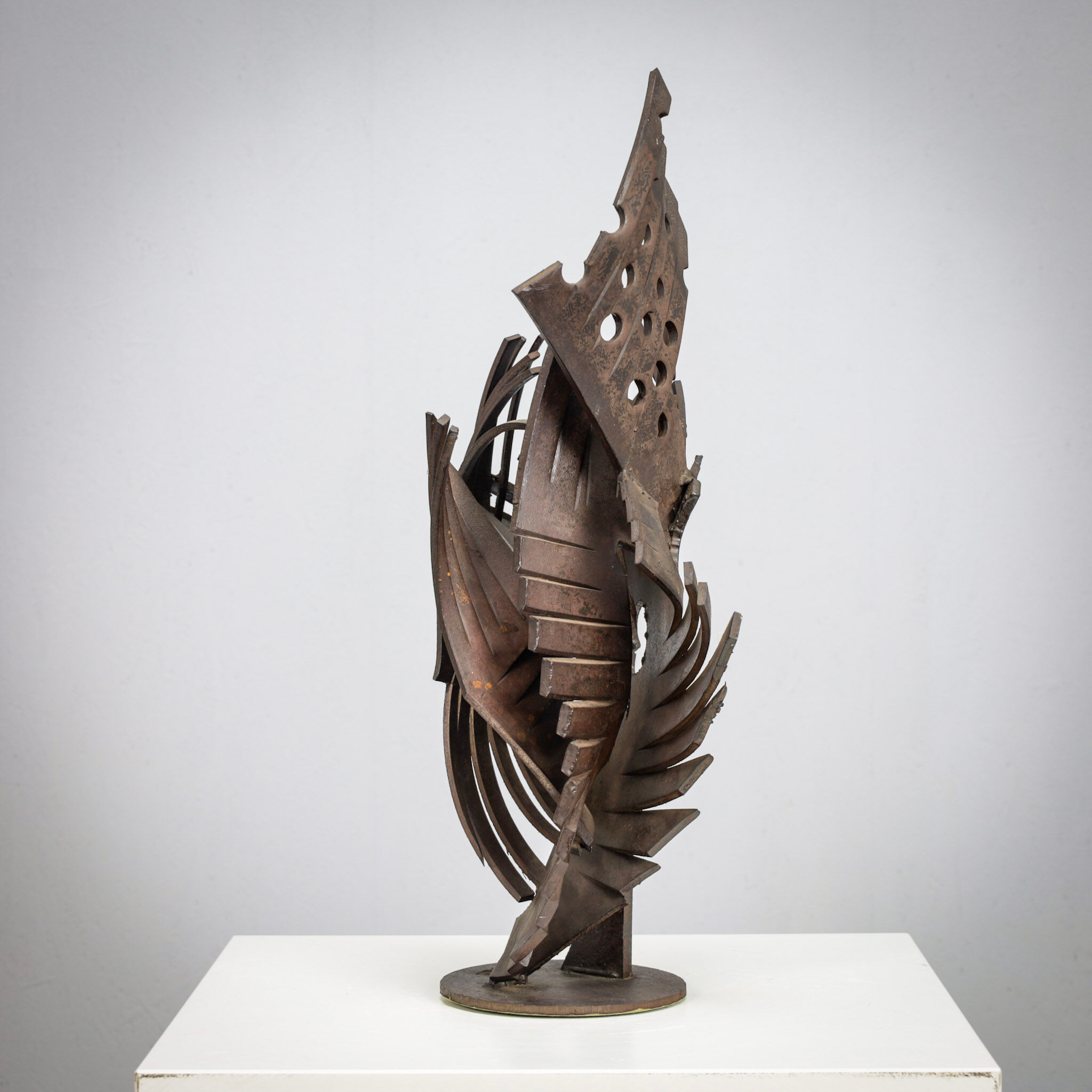 Brutalist abstract iron sculpture, signed CH, Netherlands, 1960s