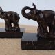 Art Deco bookends signed Gallot – elephants in spelter on marble