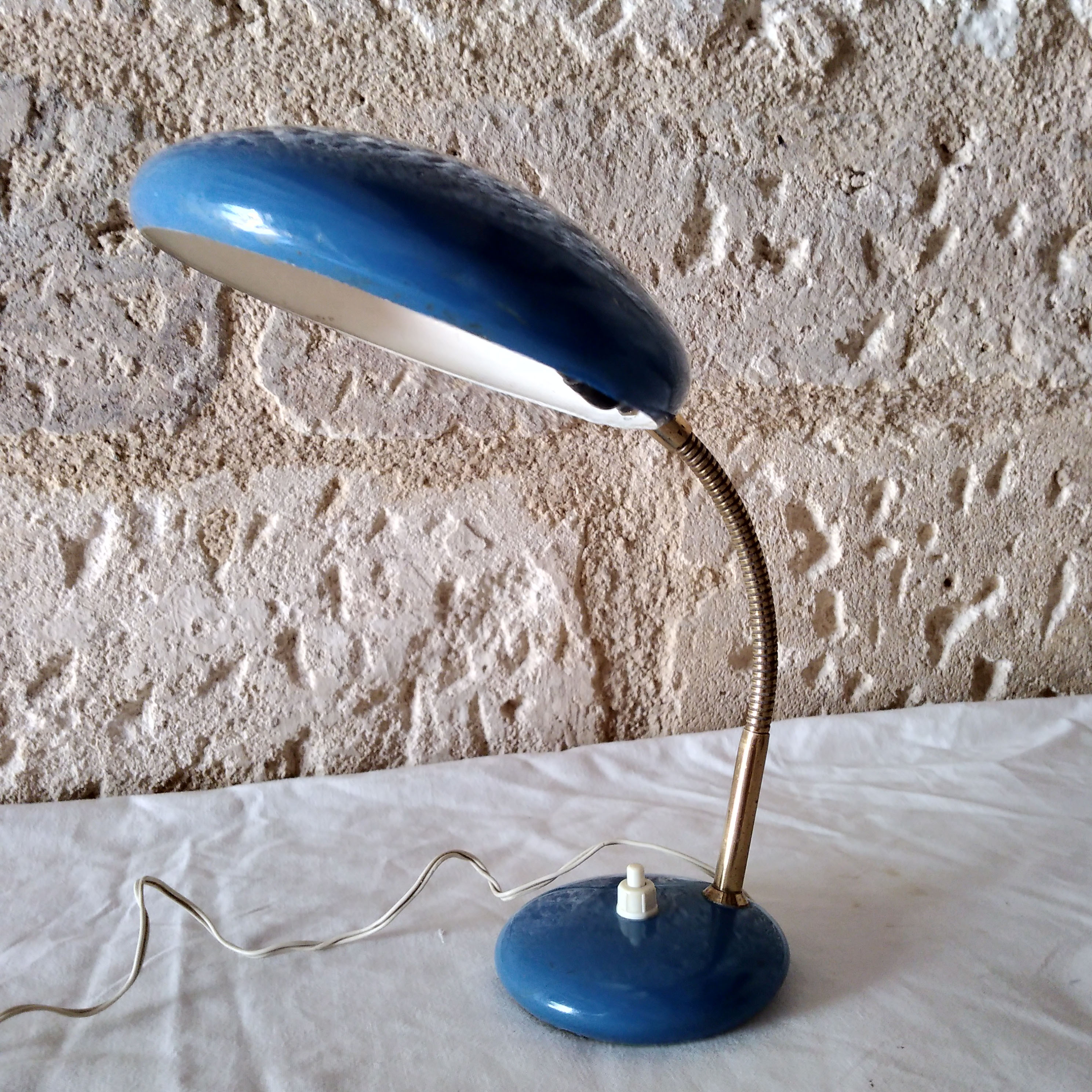 Italian blue metal desk lamp 1960