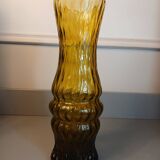 Vintage twisted amber glass vase – 1960s/70s – Mid-Century Style