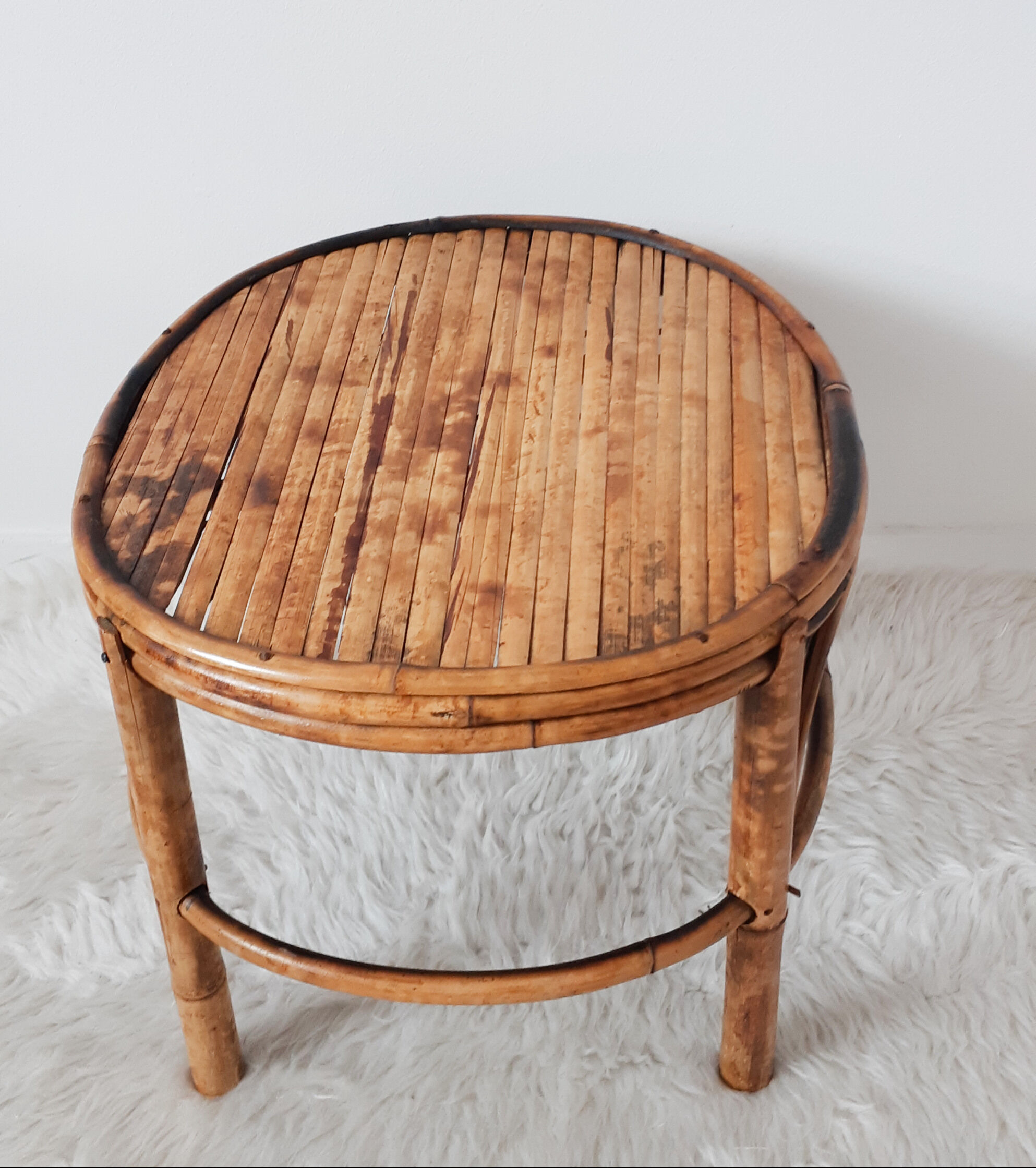 Small oval rattan coffee table