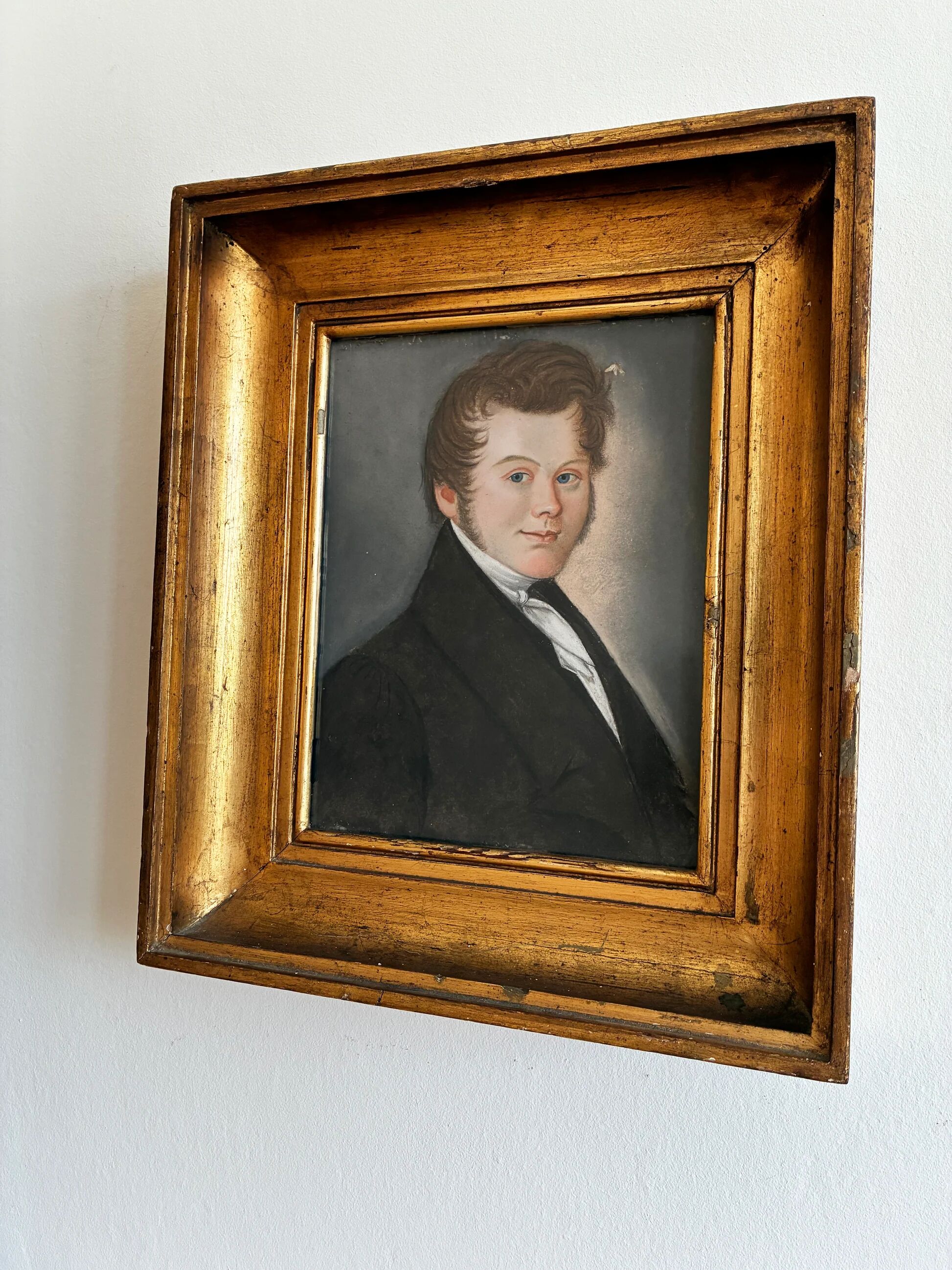 Portrait ancien au pastel d'un gentleman, vers 1830