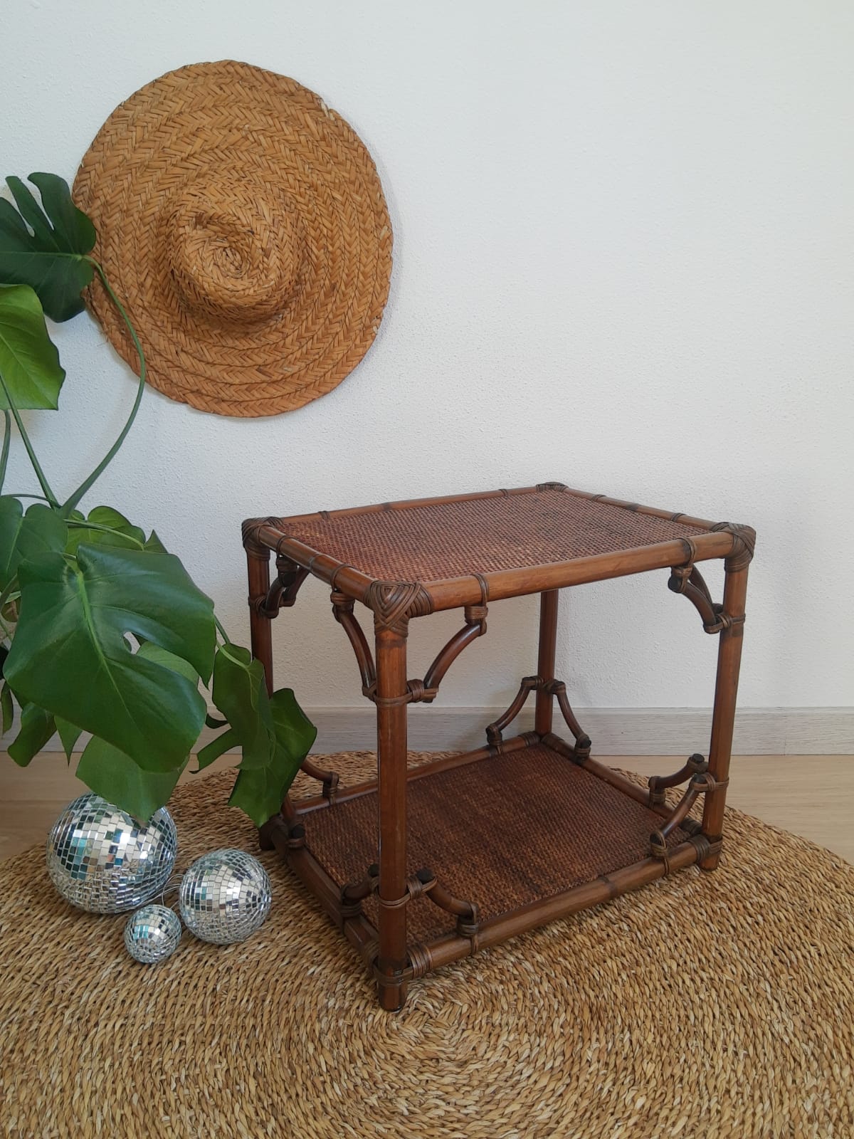 Vintage rattan side table