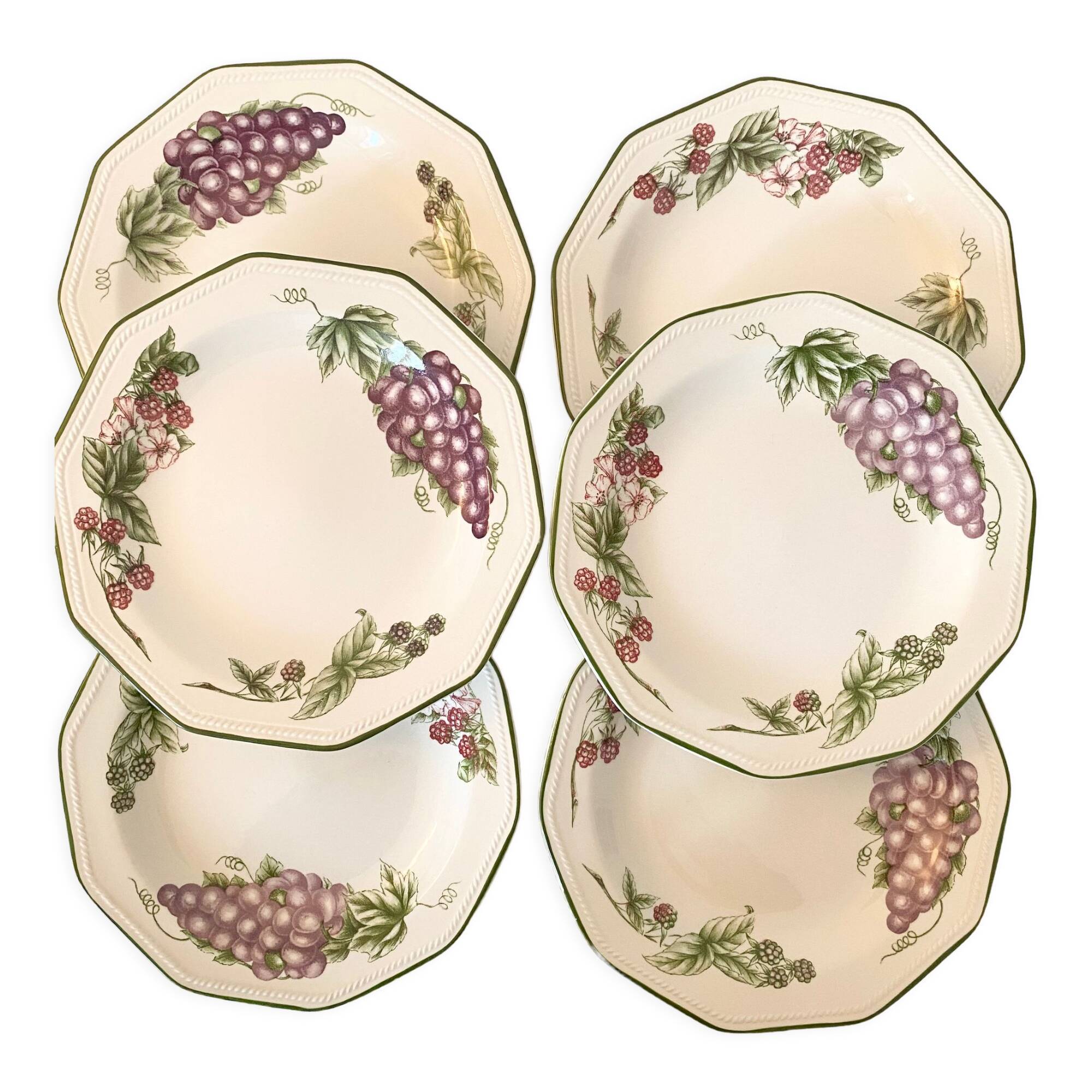 6 English dessert plates