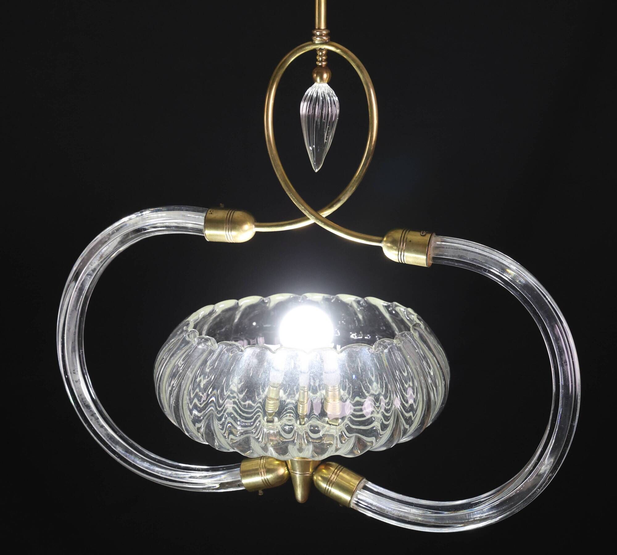 Amazing Art Decò Clear Murano Glass Chandelier by Seguso, 1940s