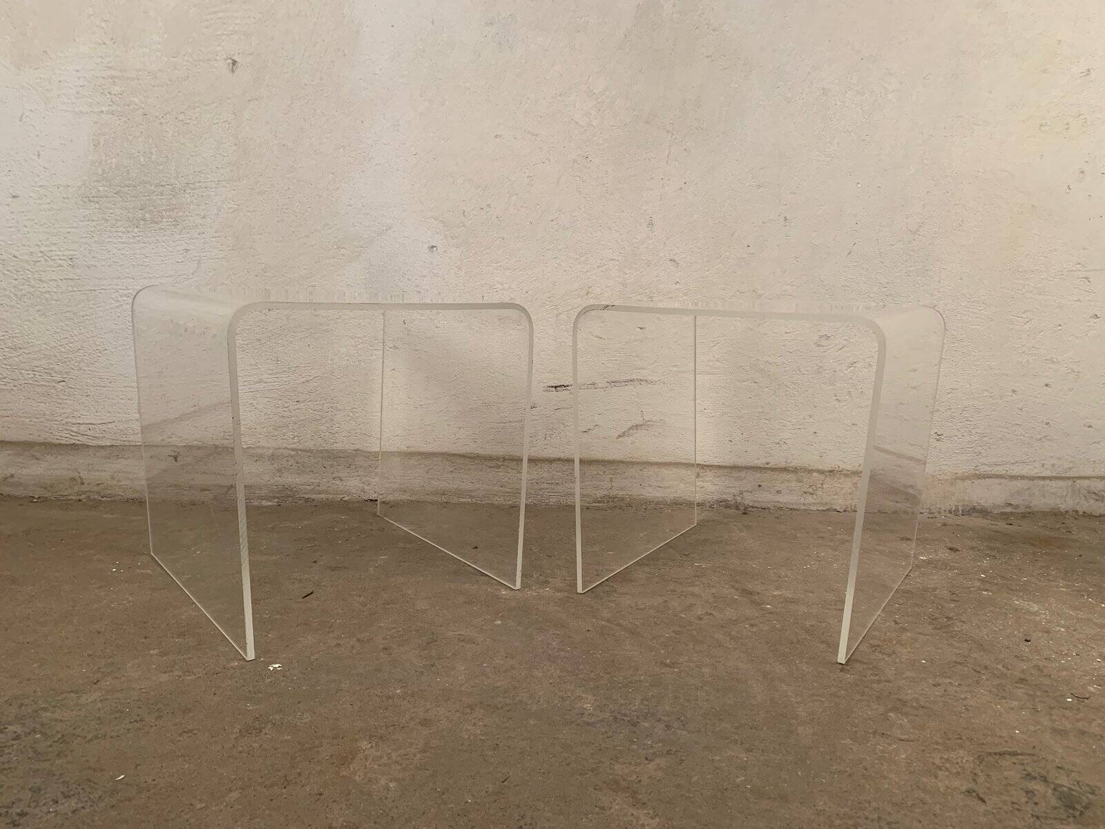 Vintage side tables in acrylic, 1970s, set of 2