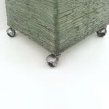 Vintage pyramid floor lamp with green glass beads , italy 1980s