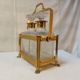 Whiskey cellar called "Tantalus" - Servant of 2 cut crystal carafes