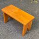 Small rectangular farmhouse stool in solid oak from the 1960s for children.