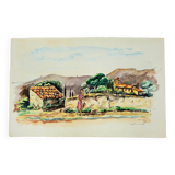 Old ink drawing on paper 1975 signed
