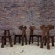 Dutch brutalist solid oak dining chairs, 1970s, set of 4