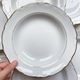 7 French Winterling BAVARIA white and gold porcelain soup plates