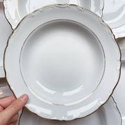 7 French Winterling BAVARIA white and gold porcelain soup plates