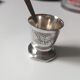 Antique Baptismal Cup + Silver-Plated Spoon - Bird Decoration -