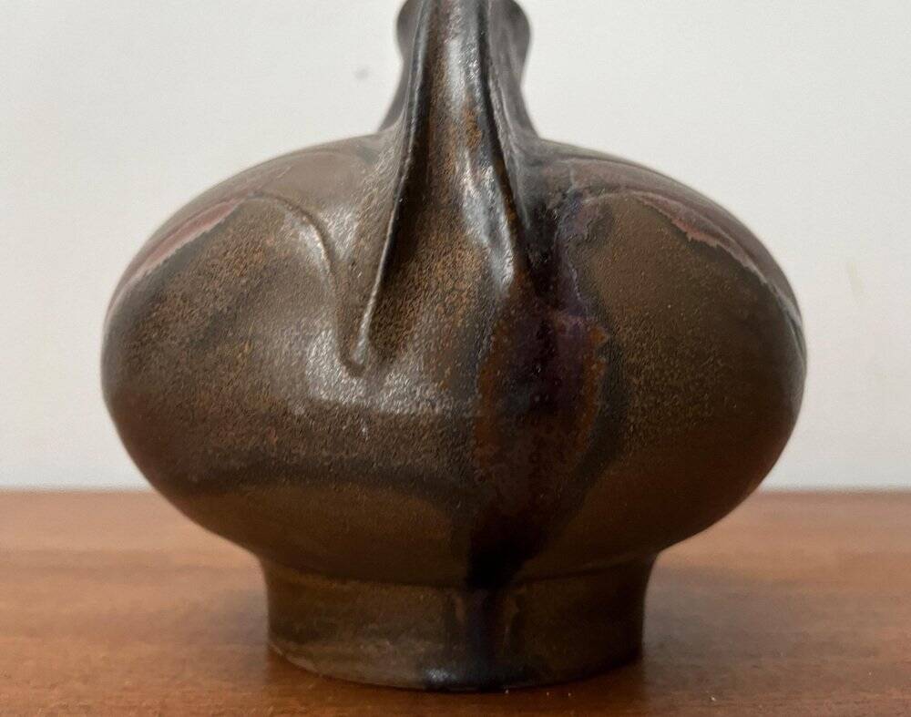 Vase de poterie d'atelier brutaliste allemand du milieu du siècle de Fritz Van Daalen, années 1960