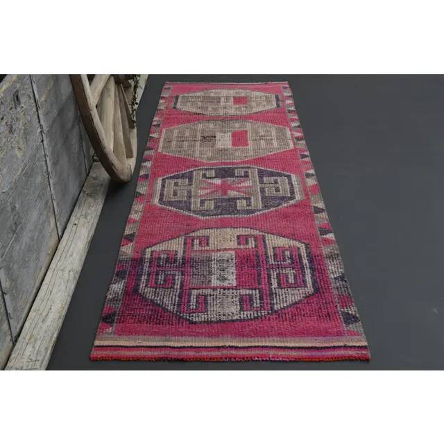 Tapis vintage turc en laine et coton noué à la main, années 1970