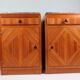 Art Deco bedside tables in oak with an inlaid marble top.