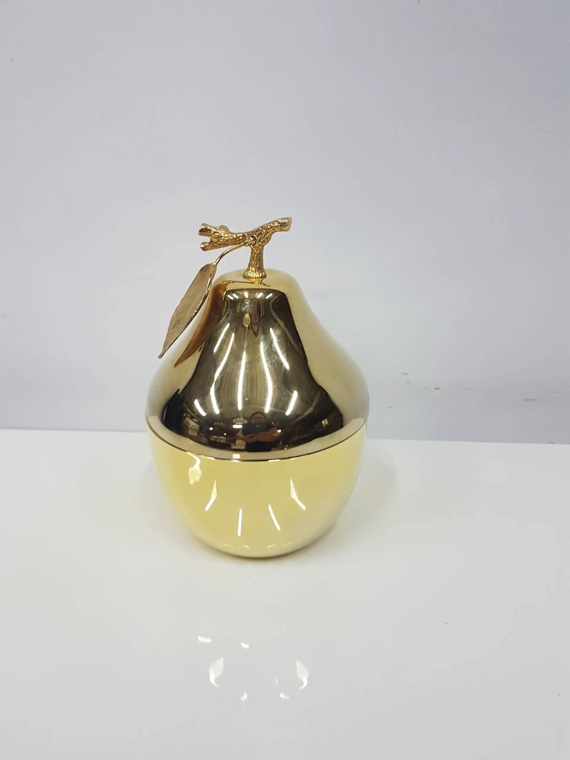 "Pear" ice bucket, gold-colored, gold-finished material, designed by H. Tur