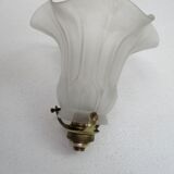 Old suspension lampshade frosted glass paste, claw and socket