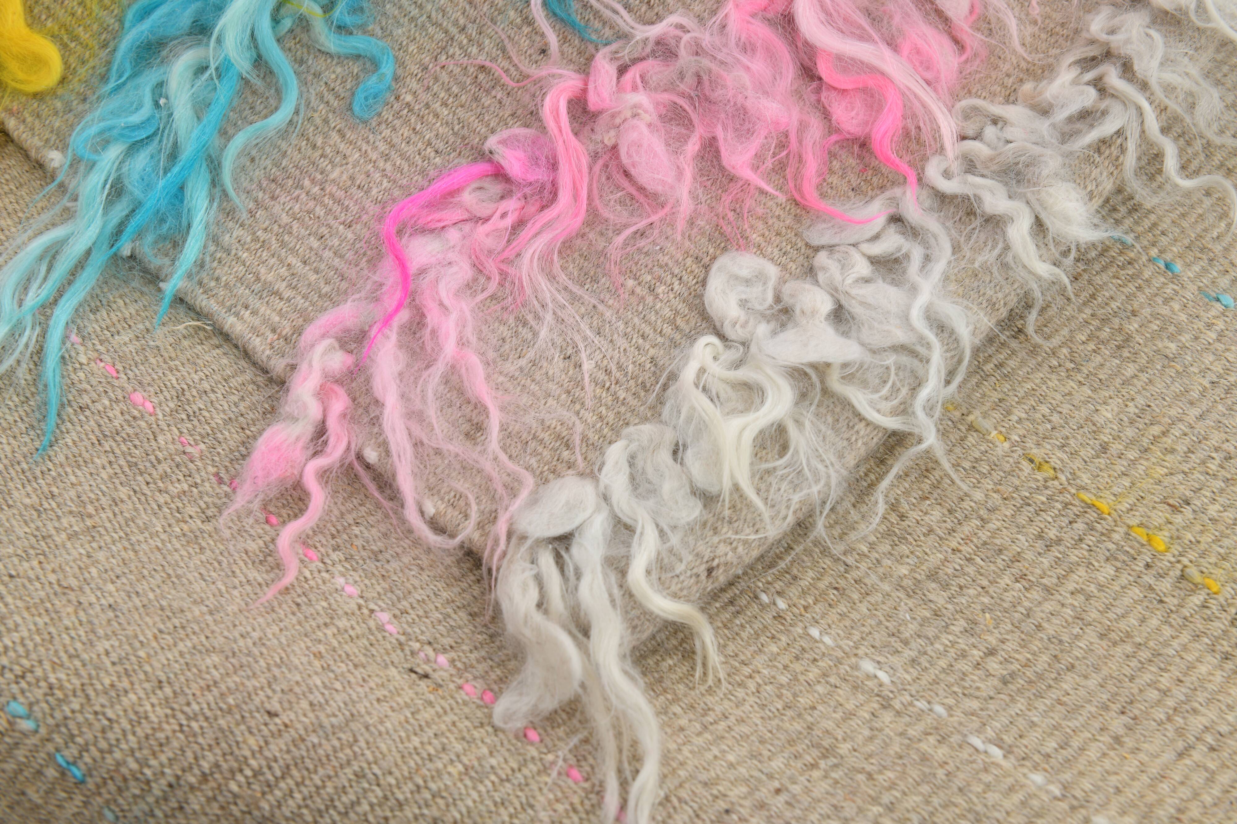 3x10 Pink & Blue Kilim Runner Rug, 94x294Cm