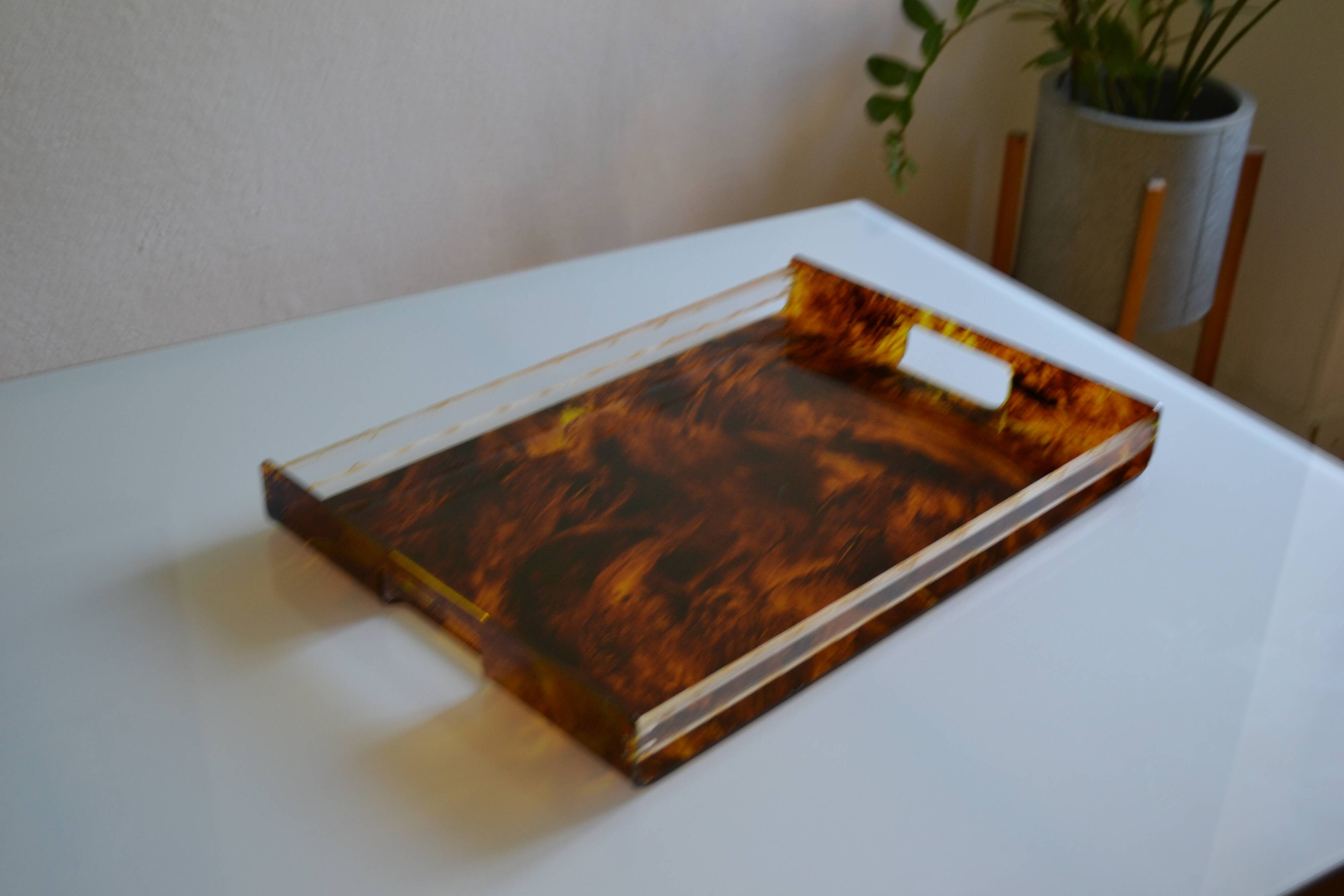 Acrylic plateau with tortoiseshell pattern Jansen Mercier Willy Rizzo