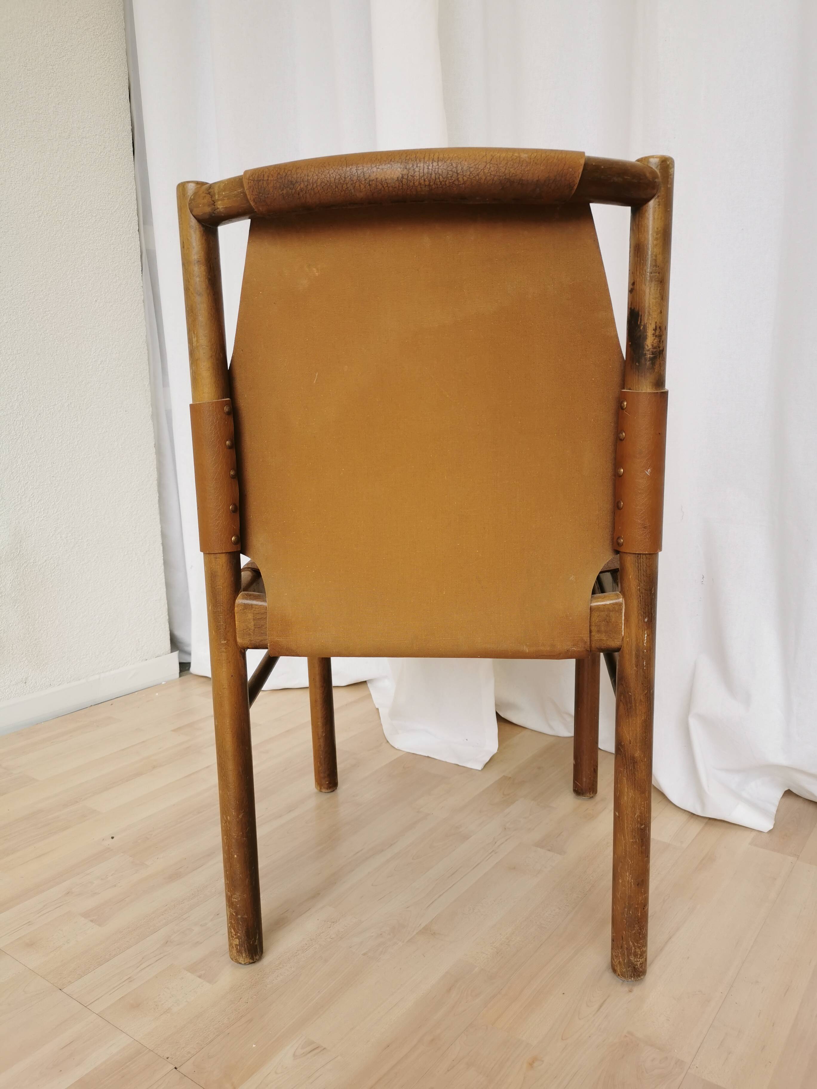 Vintage Janez Lajovic Leather Dining Chair: Mid-Century Modern 1980s