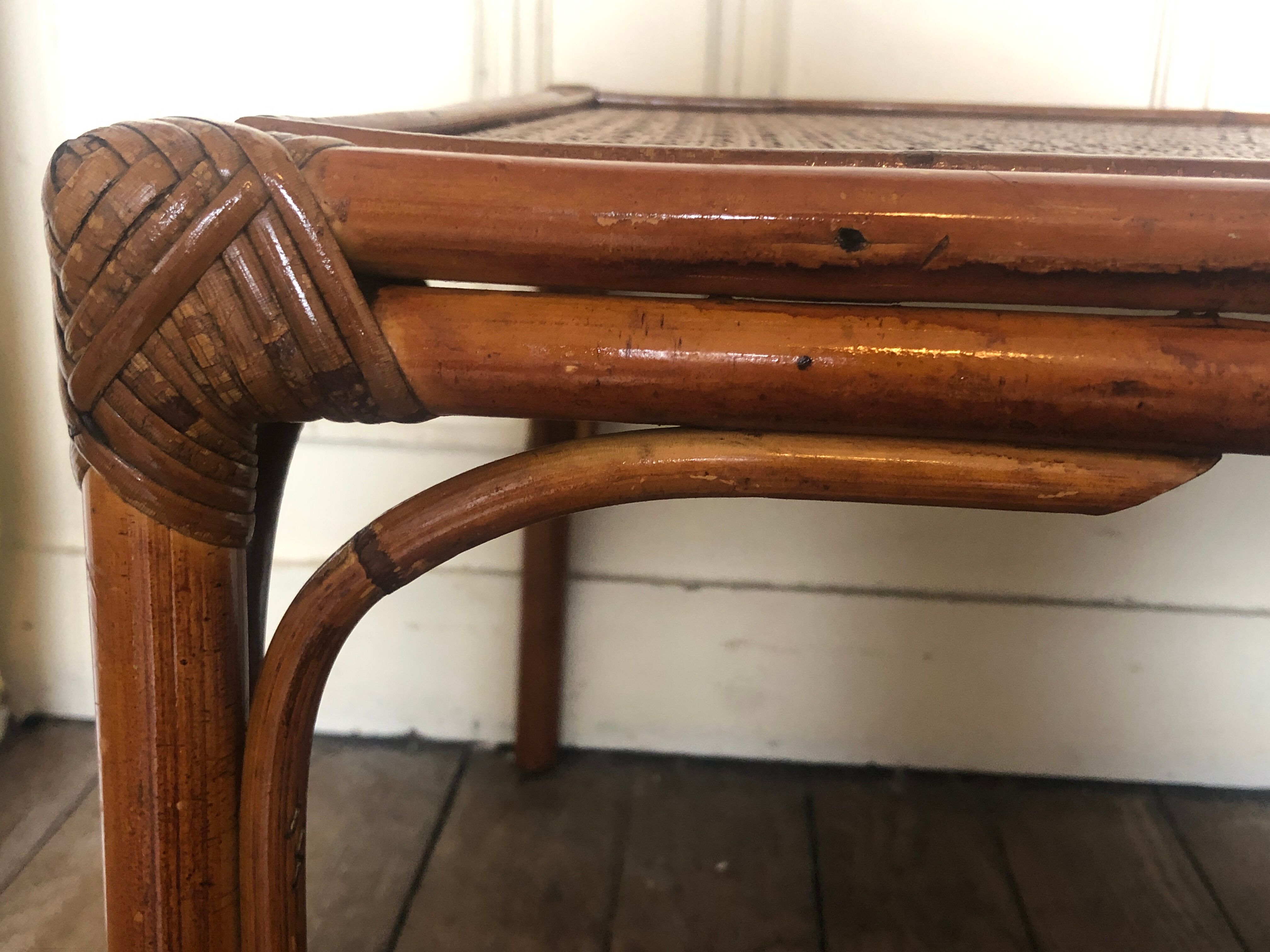 Table low rectangular rattan and caning